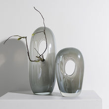Oval Blue Glass Vase