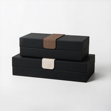 Leather Cross Ribbed Jewelry Box