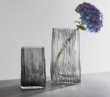 Cold Gray Vertical Grain Glass Vase